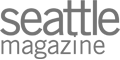 The image shows the logo of "Seattle Magazine" with grey text on a transparent background.